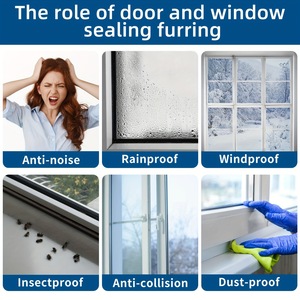 Bandes coupe-froid insonorisées à haute étanchéité joint <span class=keywords><strong>de</strong></span> <span class=keywords><strong>porte</strong></span> <span class=keywords><strong>d</strong></span>'<span class=keywords><strong>entrée</strong></span> <span class=keywords><strong>bas</strong></span> à ailettes coupe-froid pour fenêtres en aluminium - Product Image 3