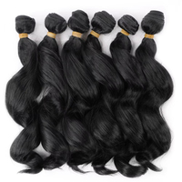 Extensiones de Cabello Sintético Ondulado Profundo Ody Weave, Rizado al Agua, 14 Pulgadas, 300g, 6 Piezas/Set, Paquetes de Cabello Ondulado Ombre para Mujer