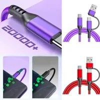 Kabel Data & Pengisian Daya 2-in-1 PD 60W Dual-port USB + Type C ke Type C a ke Type-C Braided untuk Ponsel 17 16 15
