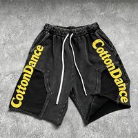 Celana Pendek Batik French Terry Berat 380G Berkualitas Tinggi |   Celana Kasual Katun Murni Berumbai dengan Saku, OEM/ODM Custom