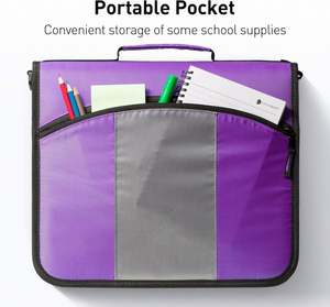 Reliure à fermeture éclair BSCI de 3 pouces avec poignée, bandoulière amovible, échantillon gratuit, matériau en polyester durable pour le bureau et l'école - Product Image 5