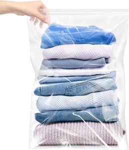 Grands sacs de rangement transparents à fermeture éclair 18x24 pouces, pochettes réutilisables en plastique avec fermeture éclair pour vêtements, couvertures, chaussures, jouets, organisation - Product Image 1