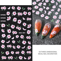 Stiker Kuku Bunga 3D Realistis Gaya Jepang, Berongga, Warna-warni, Desain Mewah Ringan Tiga Dimensi 5D