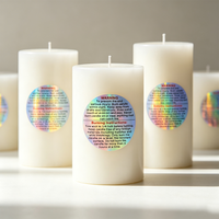 Autocollant en vinyle holographique avec logo personnalisé, imprimé UV, étiquettes d'avertissement de sécurité pour l'emballage des bougies, des parfums et des huiles essentielles