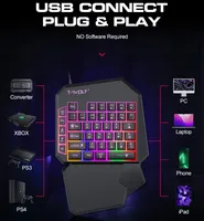 Combo clavier et souris de jeu, convertisseur de jeux mobiles USB 3-en-1 RGB à une main pour PUBG TF900