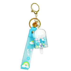 Milk Shape Custom Clear Plastic Liquid Floating Keychain Cute Keyring For Girls Gift Glitter Oil Key Chains