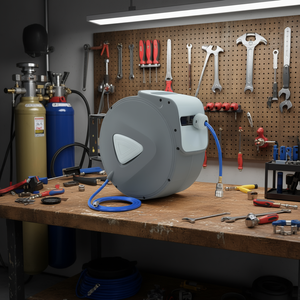 Enrouleur de tuyau d'air automatique 1/4 po à connexion rapide pour outils pneumatiques, corps en plastique gris D0100X3WTEX - Product Image 2