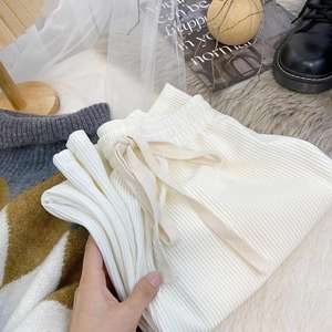 กางเกงขายาวทรงตรงเอวสูงสำหรับผู้หญิงแฟชั่นฤดูหนาว ผ้าพลีทสีพื้น 100% ผ้าฝ้าย เป็นมิตรกับสิ่งแวดล้อม ระบายอากาศได้ดี - Product Image 6