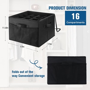 16-Grid có thể gập lại vải giày hộp lưu trữ hình chữ nhật hình dạng PVC trong suốt chống bụi Nắp xử lý tổ chức Lưu trữ giày - Product Image 6