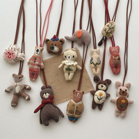 Lindo Collar de Tela con Muñeco de Animal para Niñas, Llavero de Juguete, Perro, Oso, Ganso, Cereza, Hongo de Dibujos Animados, Cordón de Tela, Adorno, Regalo