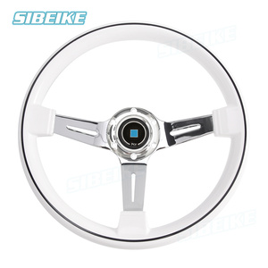 350mm 14inch White Steering Wheel Plated Chrome Frame ABS Steering Wheel Fit Car and Simulation PC <strong>Game</strong> - Product Image 2