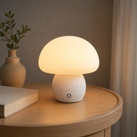 Lampe de table champignon minimaliste sans fil rechargeable à lumière chaude, LED tactile à intensité variable pour chambre et salon