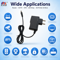 Alimentation murale personnalisable AC/DC 12V 24V 1A 0.5A avec prise Inde – Adaptateur secteur pour éclairage et affichage