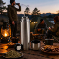 Set Termos Yerba Mate dari Baja Tahan Karat 304, Botol Air Vakum Terisolasi dengan Tutup Sedotan Mate yang Dapat Diganti, 350/500ml, Bebas BPA