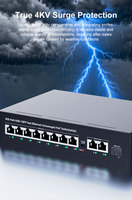 Commutateur PoE actif 8+2 ports Gigabit 1000 Mbps + 2 ports Uplink + 1 port optique SFP AC100-240V 120W Standard Af/at