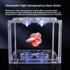 <span class=keywords><strong>Kit</strong></span> de réservoir d'aquarium en verre autonettoyant à faible teneur en fer avec lumière LED et filtre de circulation pour bureau décoration de la maison poisson Betta - Product Image 3