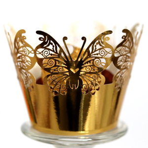 Butterfly paper baking cups laser cut cupcake liners party cake decorative wrappers