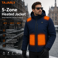 Chaqueta Térmica TAJARLY de 7.4V para Hombre, 5 Zonas de Calentamiento y Control de Temperatura de 3 Niveles, Chaqueta Eléctrica con Batería de 15000mAh