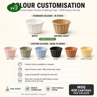 Cawan Kertas Bergelombang Biodegradable VVG Ukuran Kustom untuk Souffle, Saus, Selai, Porsi Makanan, Grade Makanan, OEM, Toko Kue, Cupcake, Merek Toko Dessert
