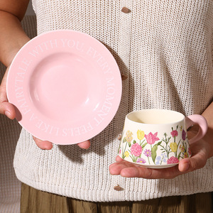 Lelyi alta <span class=keywords><strong>bellezza</strong></span> fiore ceramica tazza di <span class=keywords><strong>caffè</strong></span> e piatto carino fiore tazza e piatto regalo - Product Image 4
