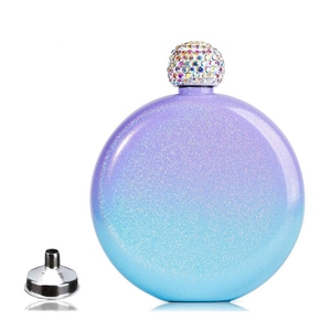 5oz Portable Voyage En Acier Inoxydable Paillettes Revêtement Liqueur Whisky Poche Flagon Mini Bouteille Hanche Femmes Flacon À Vin Strass Couvercle - Product Image 2