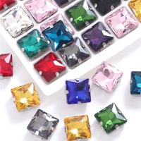 Strass en cristal de forme carrée à découpe irrégulière, à coudre à la main avec griffes en verre, pour chaussures de mariage, sacs et accessoires de coiffure DIY faits main
