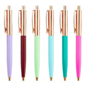 Stylo bille de luxe en métal or rose de haute qualité, personnalisable avec logo, cadeau d'affaires, stylo à bille à clic - Product Image 1