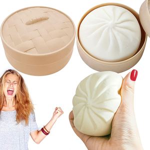 Colorful Dumpling <b>Balls</b> Fidget Sensory <b>Squeeze</b> Dough <b>Ball</b> Stress Relief Hand Toy Bun With Food Steamer Stretchy Toys - Product Image 3