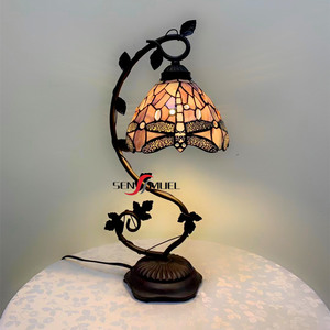 Sensmuel Factory Direct Stained <strong>Glass</strong> Style Hand Soldering Process Dragonfly <strong>Table</strong> Lamp LED Color <strong>Glass</strong> Decorative <strong>Light</strong> - Product Image 5