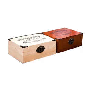रेट्रो लकड़ी Trinket बॉक्स सजावटी बंद कर दिया लकड़ी नोटबुक डायरी भंडारण बॉक्स