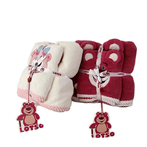 <span class=keywords><strong>Toalla</strong></span> de Baño para Recién Nacido de Felpa de Coral con Diseño de Oso de Fresa, de una Pieza, con Patrón Deportivo, Suave, Absorbente y de Secado Rápido, <span class=keywords><strong>Toalla</strong></span> de Playa - Product Image 2