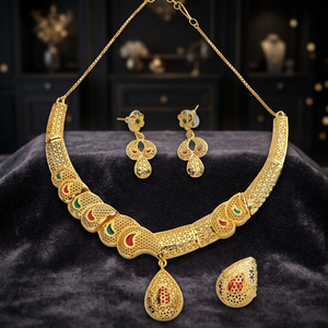 Collares de microformación chapados en oro Conjunto de joyería tradicional y de boda Regalo para mujer Cobre y Latón chapado en oro laminado - Product Image 4