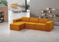 Canapé modulaire en tissu lisse, compressé, en forme de L, convertible à expansion rapide, adapté aux petites maisons, convivial pour les locataires, MOQ 1 pièce, anti-rayures, doux