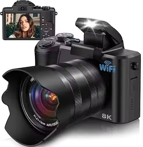 WiFi & for Output 88MP CMOS Sensor Digital Camera 16X Zoom 8K Video Photography Vlogging Camera for YouTube Waterproof