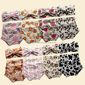 Set bando bayi laki-laki perempuan, ikat kepala cetakan kustom motif bunga Natal - Product Image 1