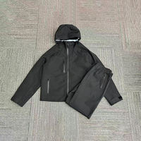 Ensemble veste coupe-vent noire avec logo personnalisé pour homme, veste et pantalon imperméables