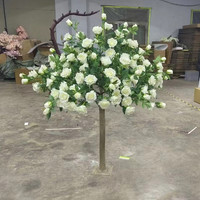 E décoration de table d'intérieur décoration d'arbre à fleurs roses de mariage arbre artificiel faux arbres à fleurs roses pour centre de table de mariage