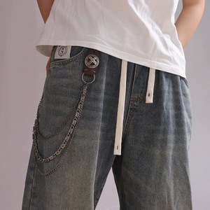 Cadena de cintura unisex de metal con diseño de cruz, aleación de zinc, cadena corporal informal a la moda para hombres y mujeres, accesorio para jeans estilo hip hop. - Product Image 1