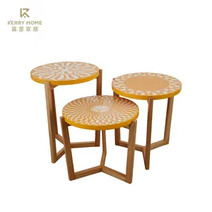 최신 디자인 골동품 단단한 나무 사이드 초라한 세련된 테이블 커피 차 트레이 접이식 다리