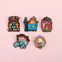 Broche à flamme pour animaux Broche créative Cartoon Cat tiger Pigeon Skull Shape Punk Badge Letter Enamel Lapel Pin