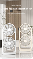 Ventilateur de bureau portable en plastique à double tête, rotation à 360 degrés, 3 vitesses réglables, silencieux, alimenté par USB, économe en énergie