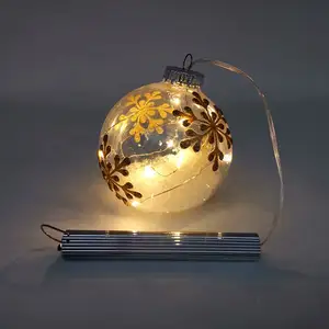 圣诞发光二极管光球透明魅力雪花球200毫米手提灯工艺品派对节日用品