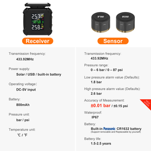 ระบบตรวจสอบแรงดันลมยางรถจักรยานยนต์แบบไร้สาย TPMS ตรวจสอบแรงดันลมยางแบบเรียลไทม์ พร้อมเซ็นเซอร์ภายนอก 2 ตัว ระบบ TPMS สำหรับมอเตอร์ไซค์ - Product Image 4