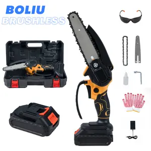 BOLIU OEM Brushy Dewei Mini Cordless Electric Chainsaw 6-Inch Portable With 21V Lithium Battery Power Saws Wood Applications