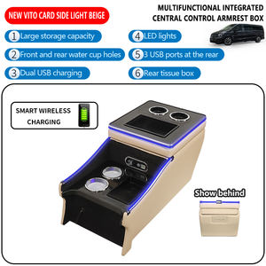 Boîte d'accoudoir central de contrôle en gros importé Vito <span class=keywords><strong>Viano</strong></span> v260v250v220 116 W447 W639 noir avec chargeur sans fil de lumière latérale - Product Image 6