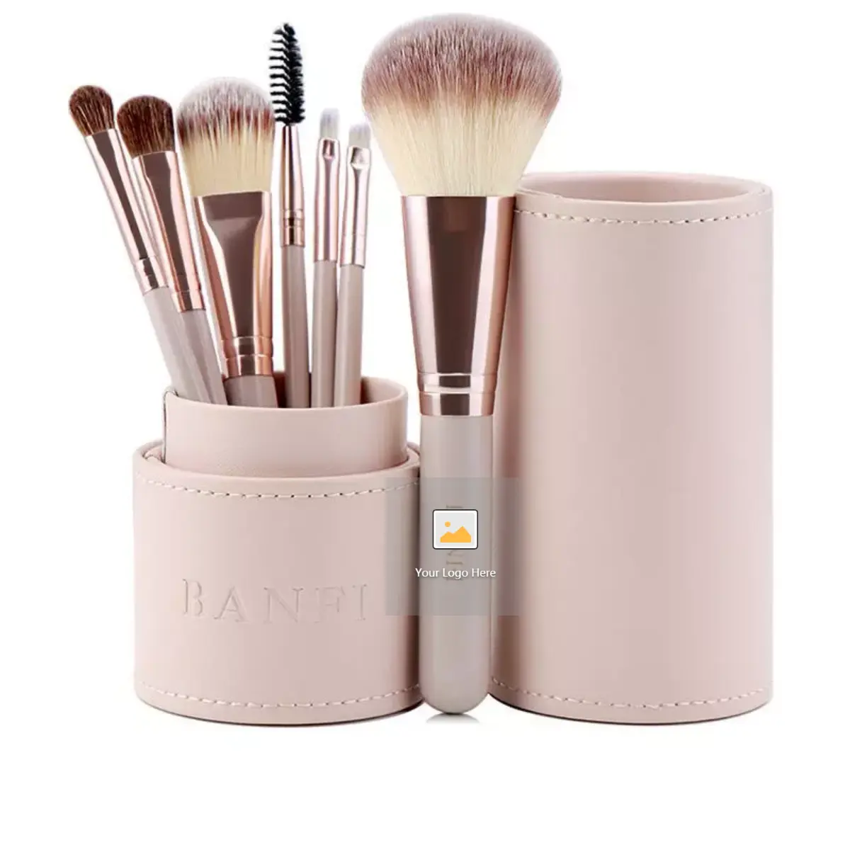 Makeup beauty tool popular make up brush sets with holder 7pcs wood handle eyebrow brush makeup brushes