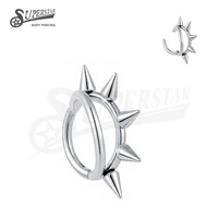 SUPERSTAR ASTM F136 Titane Anneau segmenté articulé à double couche avec cône pointu à pointes pour septum, nez, oreille et bijoux de piercing corporel