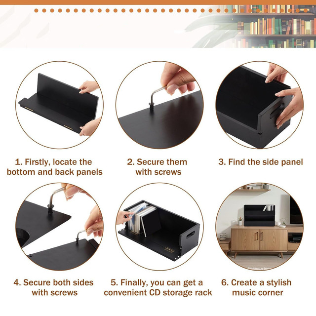 1 Set of Wooden CD Storage Box Rack with Handle for Cassette Display Movie Box DVD Organizer (black)