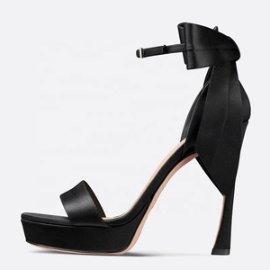 Women's Open <b>Toe</b> Satin Super High <b>Heel</b> Platform Sandals for Summer Night Club Dance - Product Image 3