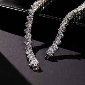 Heart Cut Moissanite 925 <b>Silver</b> Tennis Necklace <b>Choker</b> Elegant Anniversary Wedding Party Jewelry Gift for Women Style - Product Image 3